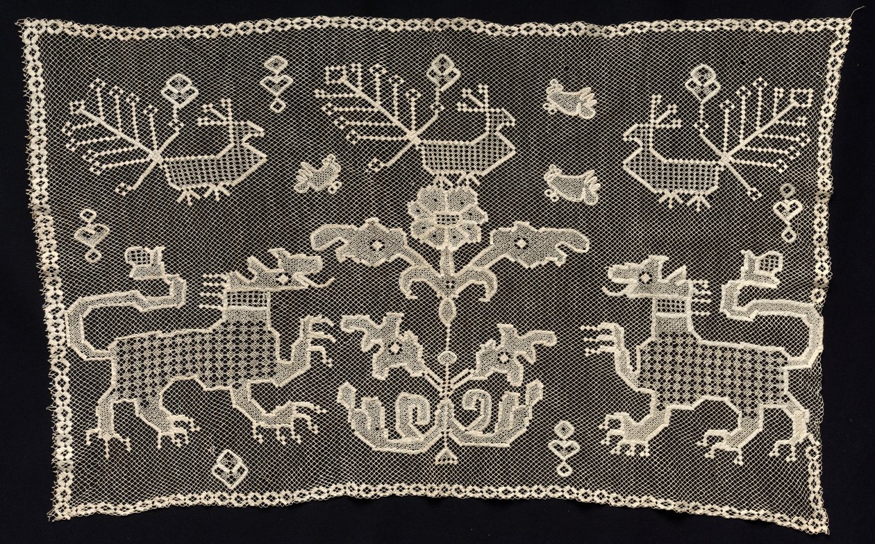 Panel med pantere, fugler og blomstermotiver, 1700-1800-tallet. av Unbekannt