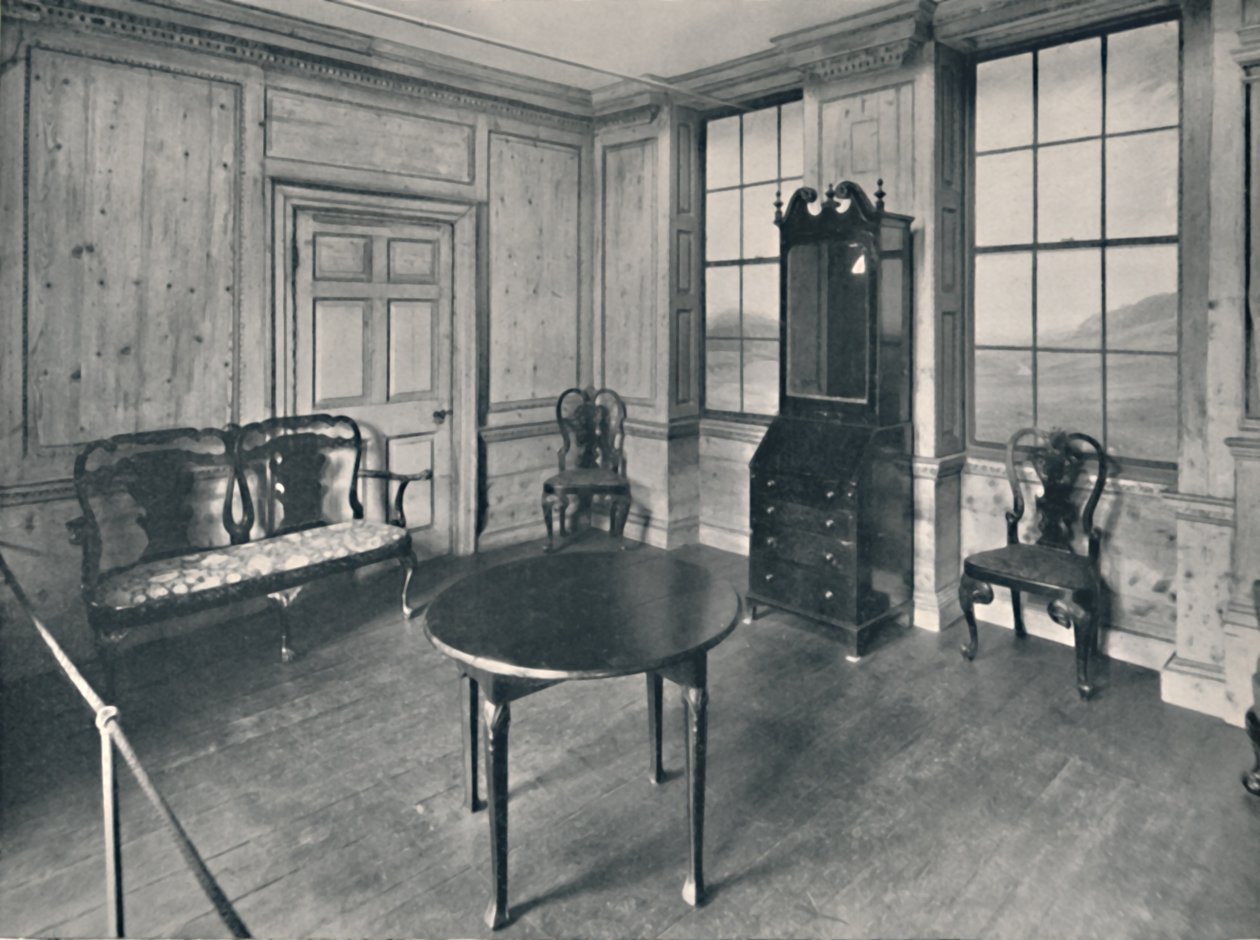 Panelt rom, datert rundt 1740, med møbler hovedsakelig fra Queen Anne-perioden, 1927 av Unbekannt