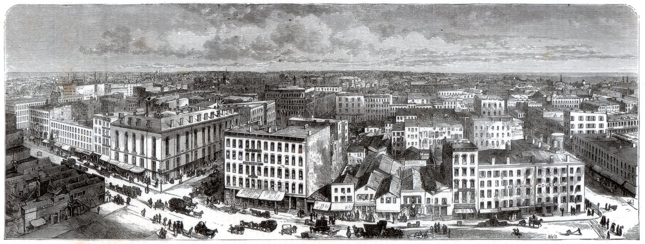 Panorama av Chicago fra toppen av rådhuset, USA, 1871 av Unbekannt