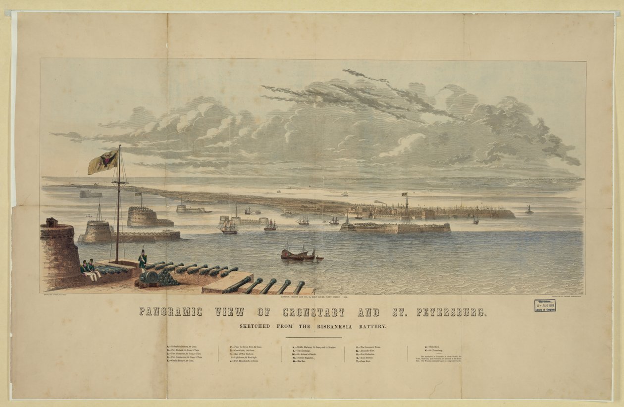 Panoramautsikt over Kronstadt og St. Petersburg av Unbekannt