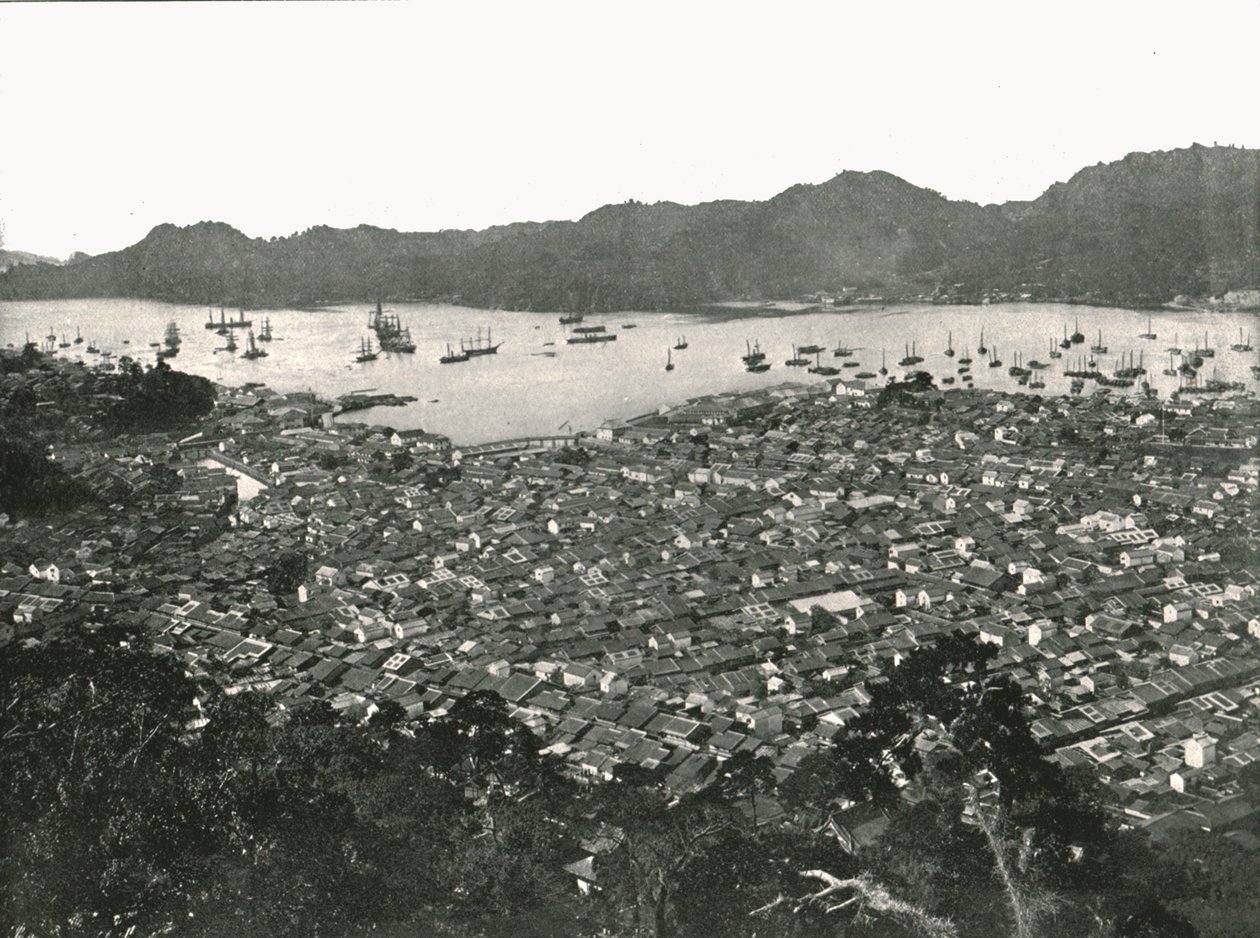 Panoramautsikt over byen, Nagasaki, Japan, 1895. av Unbekannt