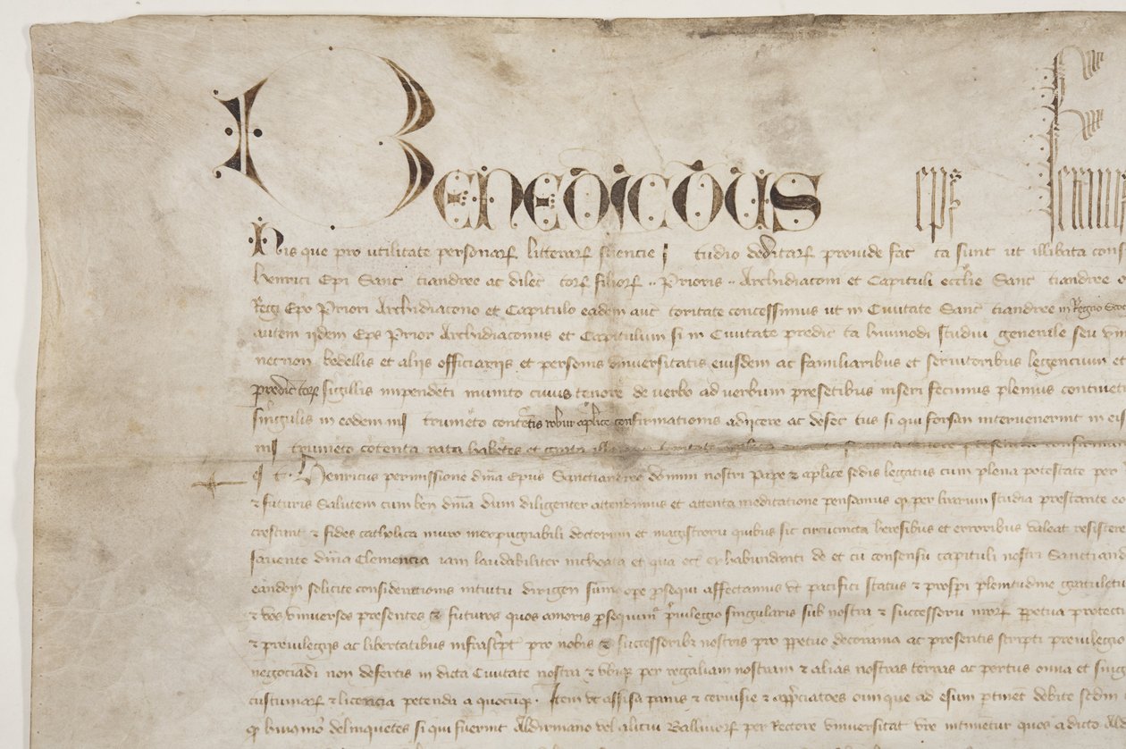 Papal Bull bekrefter charteret til biskop Henry Wardlaw, recto av Unbekannt