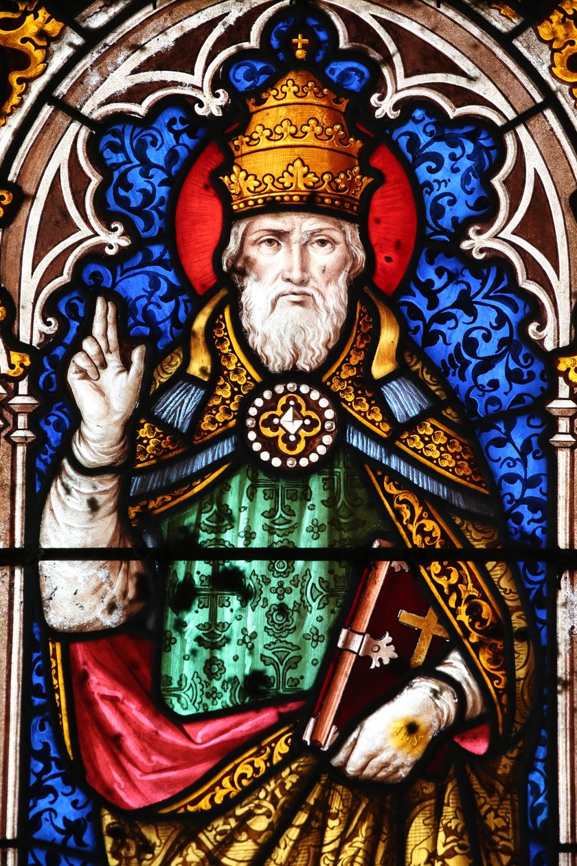 Pape Alexandre Ier (pape de 107 a 116) - Saint Fargeau kirke. Glassmaleri vindu. Pave Alexander I. Frankrike av Unbekannt