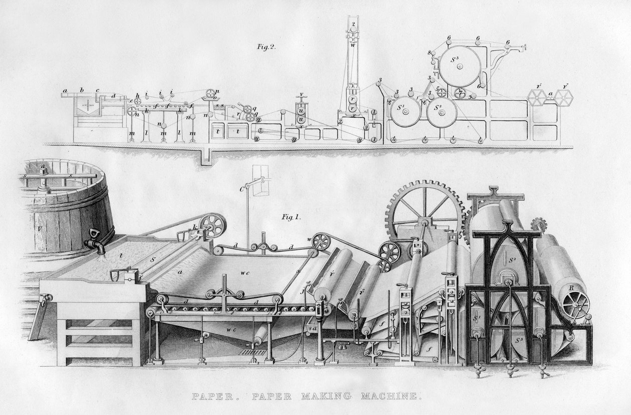 Papirmaskin, 1866 av Unbekannt