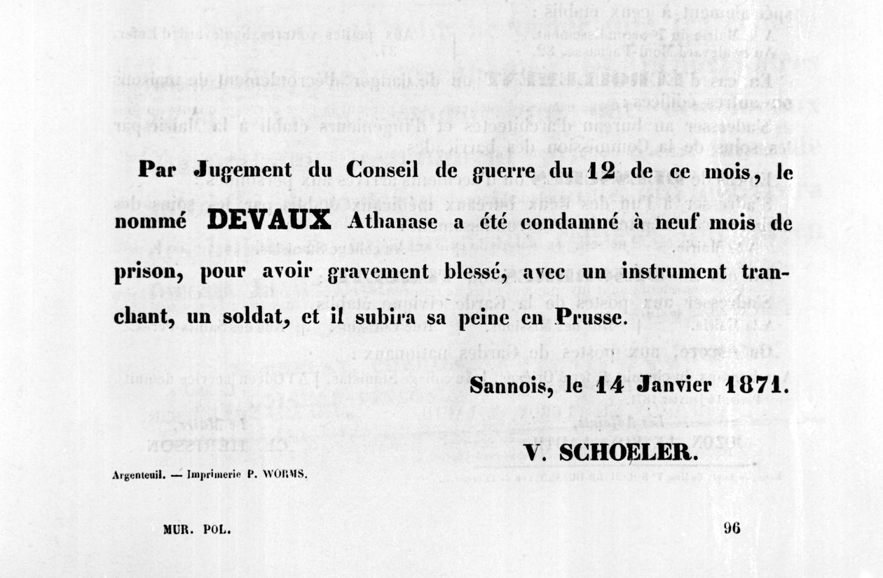Ved rådets dom, fra franske politiske plakater fra Paris-kommunen, januar 1871 av Unbekannt