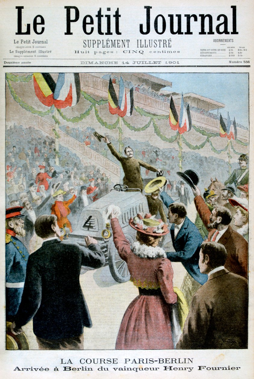 Paris Berlin Race, Ankomst av vinneren Henry Fournier, 1901 av Unbekannt