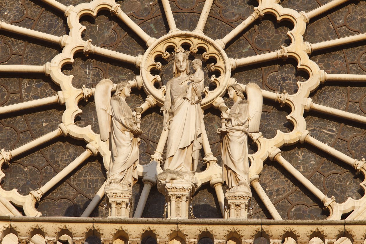 Paris Notre Dame katedral vestfløy: Jomfru og barn og engler, Paris, Frankrike av Unbekannt
