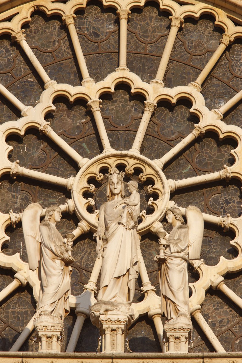 Paris Notre Dame katedral vestfløy: Jomfru og barn og engler, Paris, Frankrike av Unbekannt