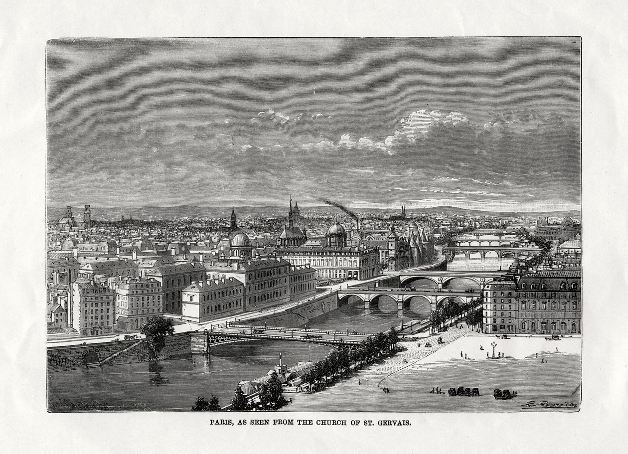 Paris, sett fra kirken St Gervais, Frankrike, 1879 av Unbekannt