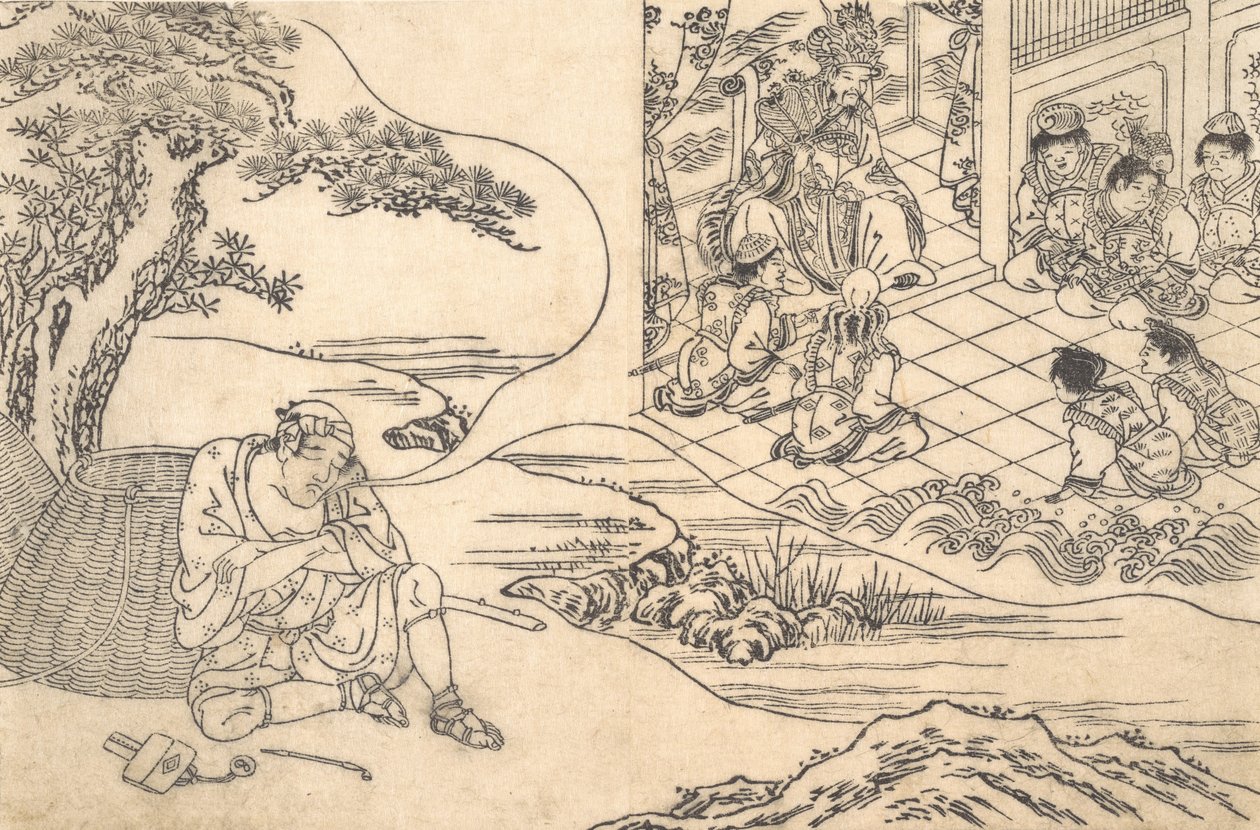 Parodi på historien om den unge mannen Lu: A Fisherman Dreaming, ca. 1700. av Unbekannt