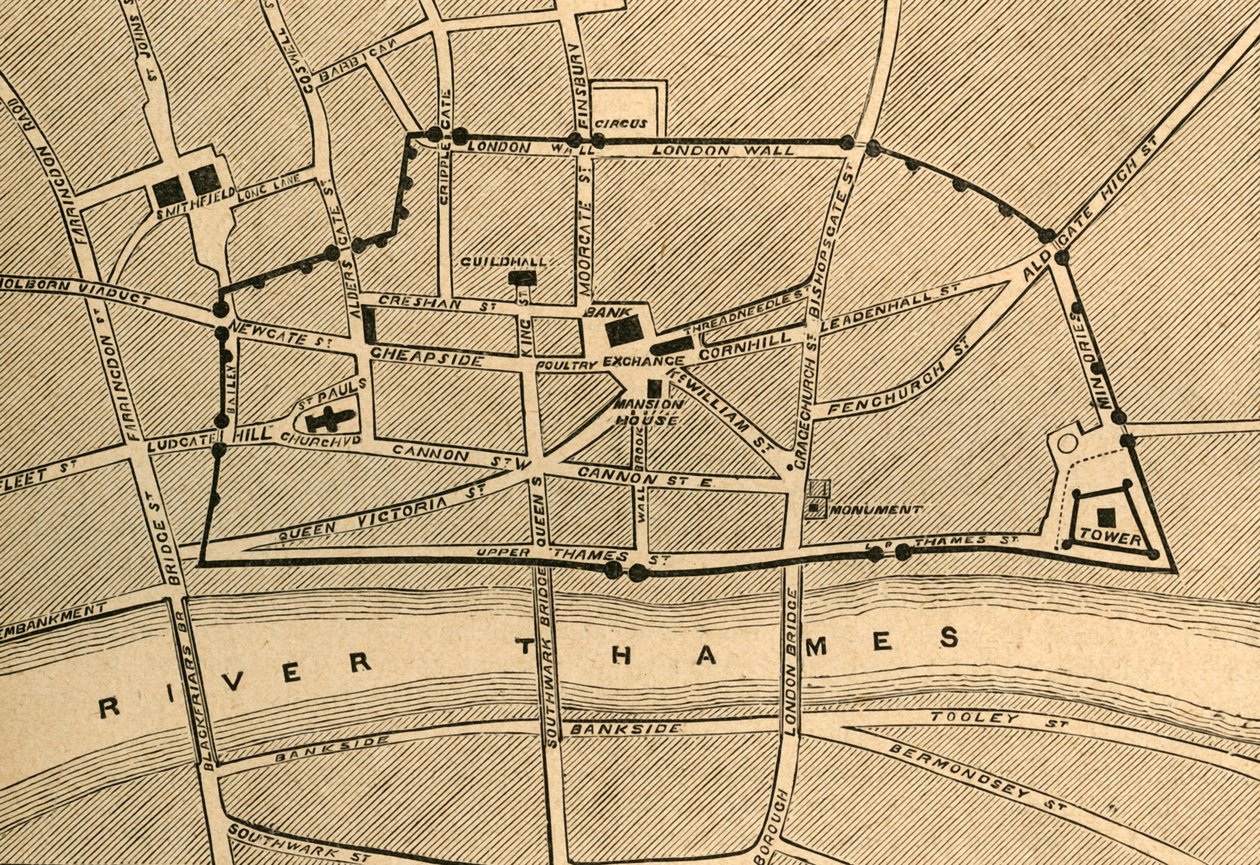 En del av moderne London, viser den gamle muren, 1897. av Unbekannt