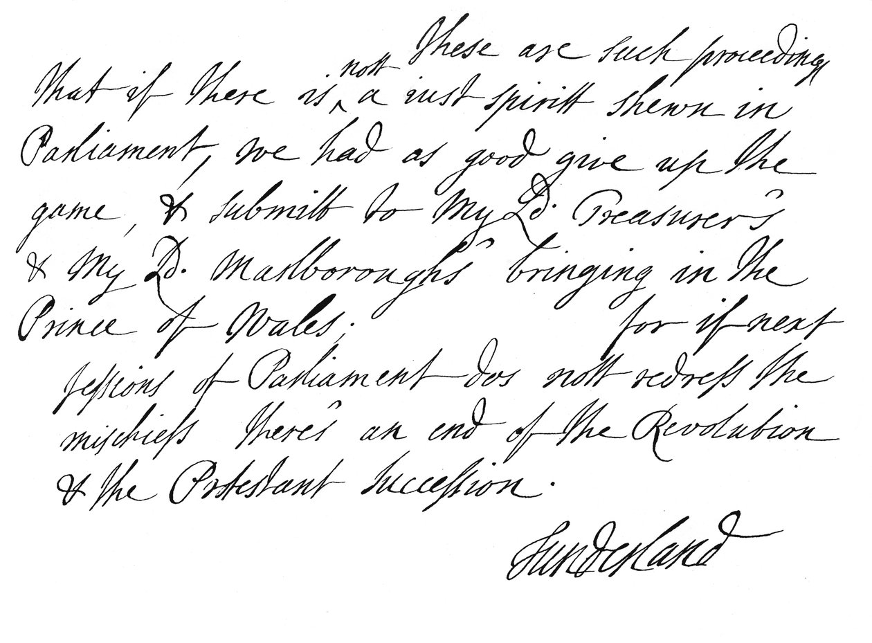 En del av et brev skrevet av Charles Spencer, 3. jarl av Sunderland, 1678 1840 av Unbekannt