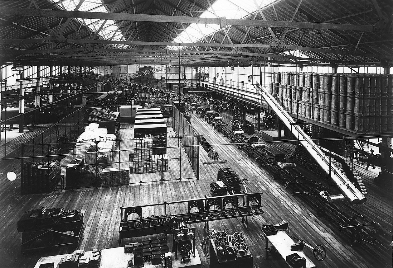En del av produksjonslinjen ved Fords Highland Park-fabrikk, Detroit, Michigan, USA, c1914 av Unbekannt