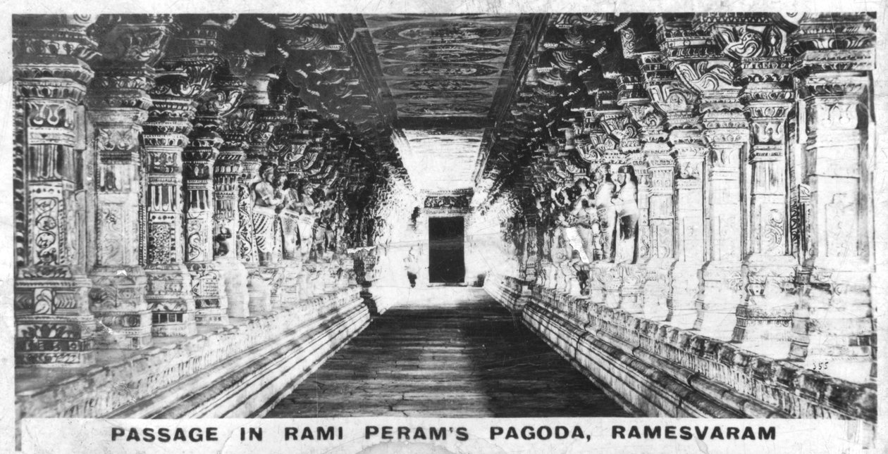 Passasje i Rami Perams Pagoda, Ramesvaram, Tamil Nadu, India, c1925 av Unbekannt