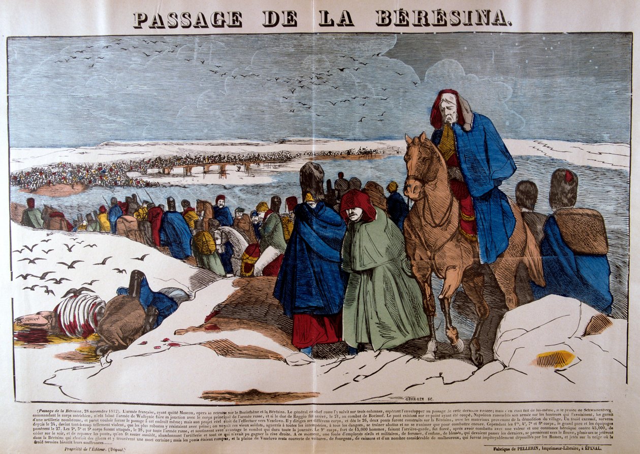 Passasje av Berezina, 28. november 1812, 1800-tallet av Unbekannt