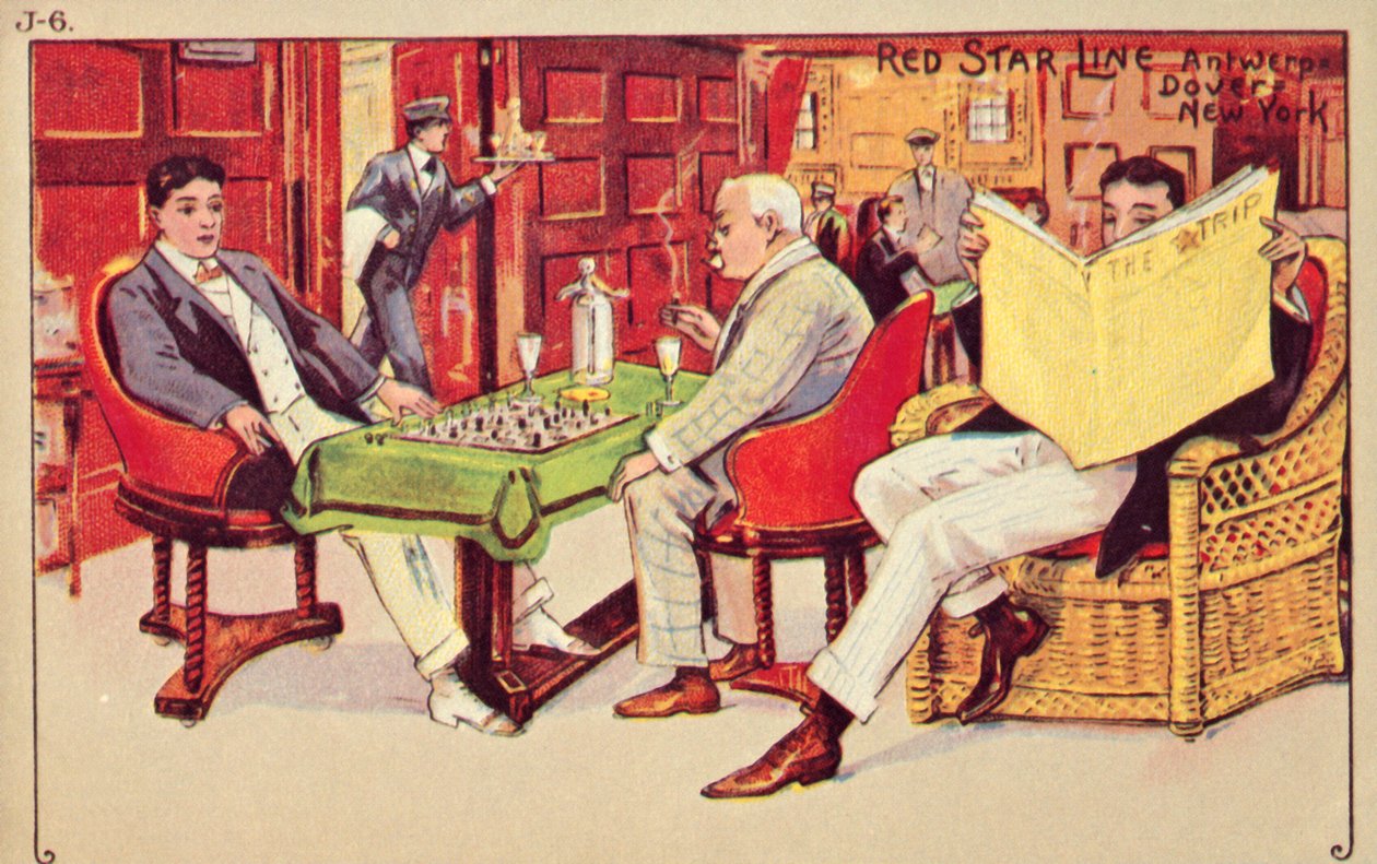 Passasjerer slapper av om bord på en Red Star-båt, 1907. av Unbekannt