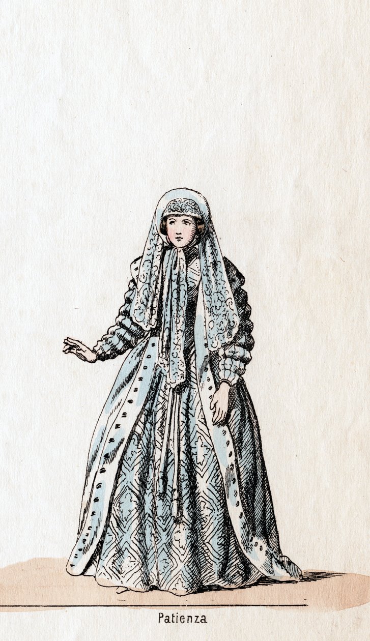 Tålmodighet, kostymedesign for Shakespeares skuespill, Henry VIII, 1800-tallet av Unbekannt