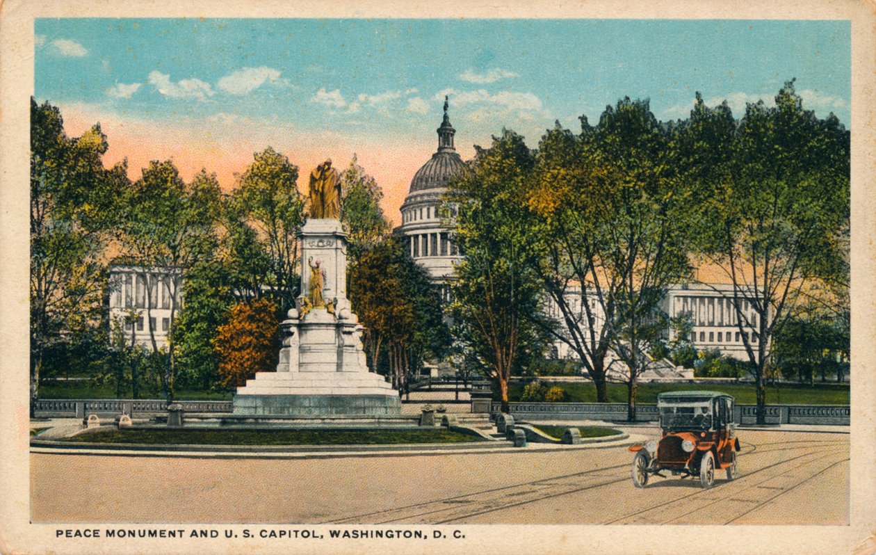 Fredsmonument og U.S. Capitol, Washington, DC, c1910 av Unbekannt