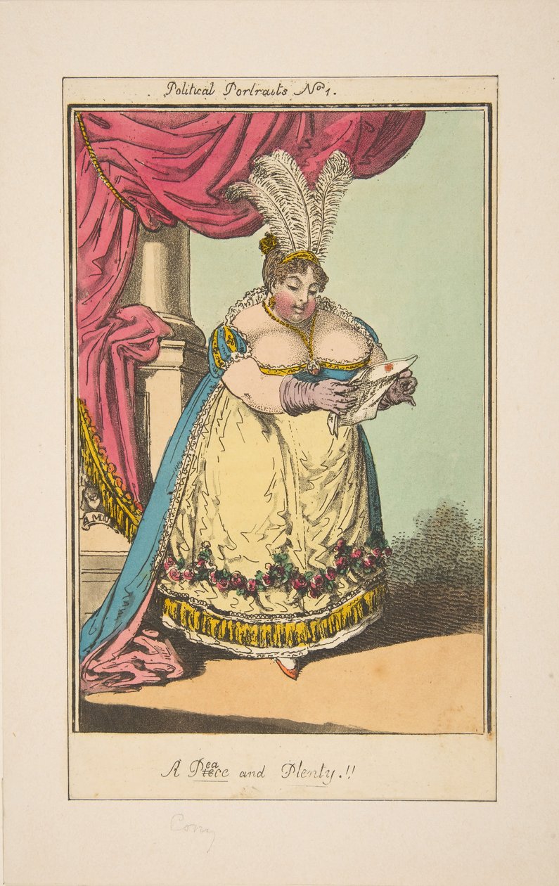 Peace Piece and Plenty Politiske portretter nr. 1, ca. 1820. av Unbekannt