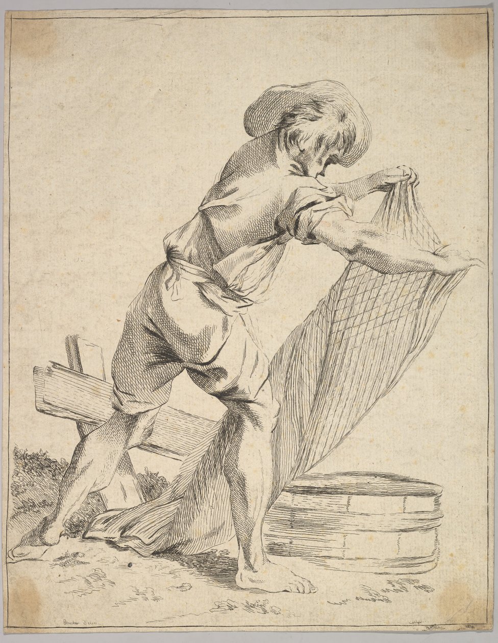 Bondeholdende fiskenett, 1700-tallet. av Unbekannt