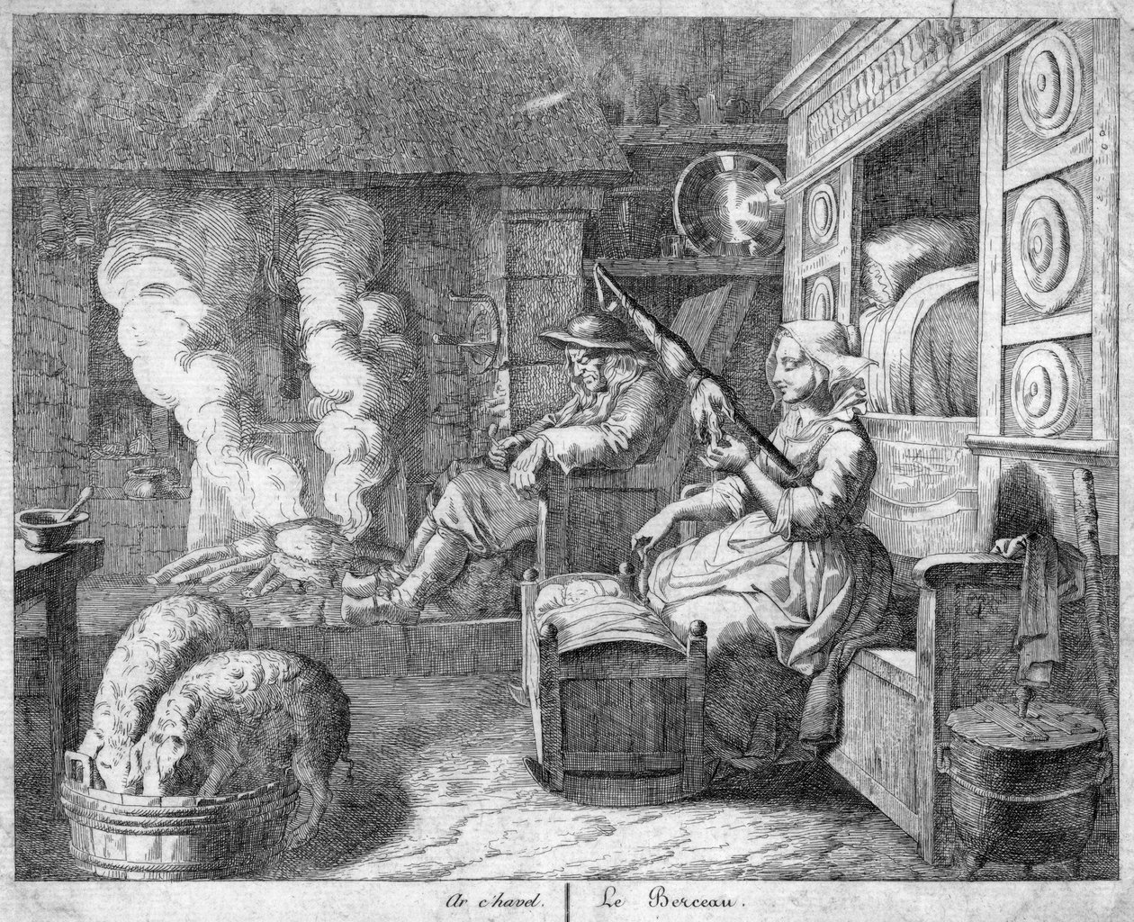 Bondehytteinteriør, muligens Nederland eller Nord-Frankrike, 1600-tallet av Unbekannt