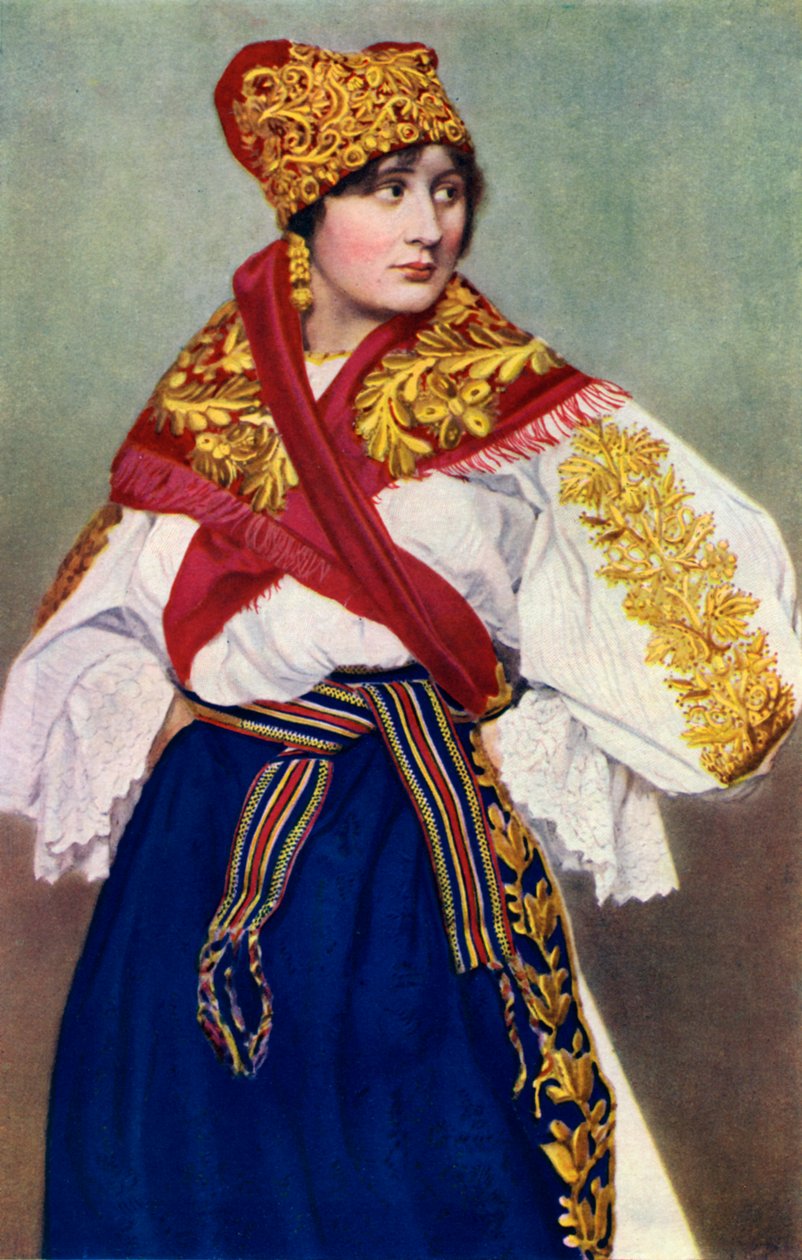 Bondekvinne i nasjonal kjole, Tsjekkoslovakia, 1922 av Unbekannt