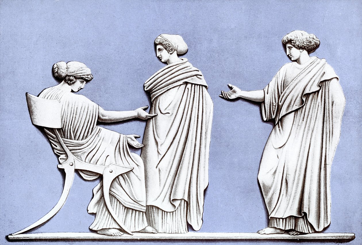 Penelope and Maidens, Wedgwood-plakett, 1700-tallet, c1920 av Unbekannt