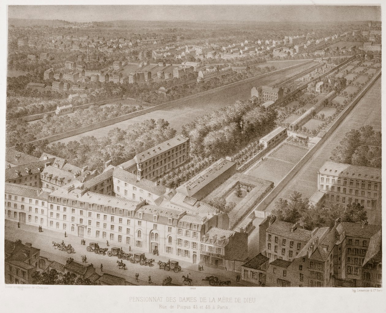 Internatskole for damene til Guds mor, Paris, 1867 av Unbekannt