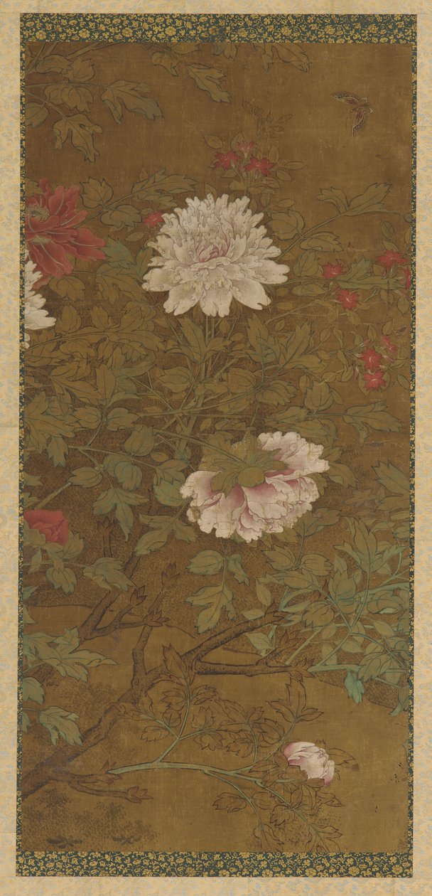 Peoner og sommerfugl, Ming-dynastiet, 1368-1644. av Unbekannt