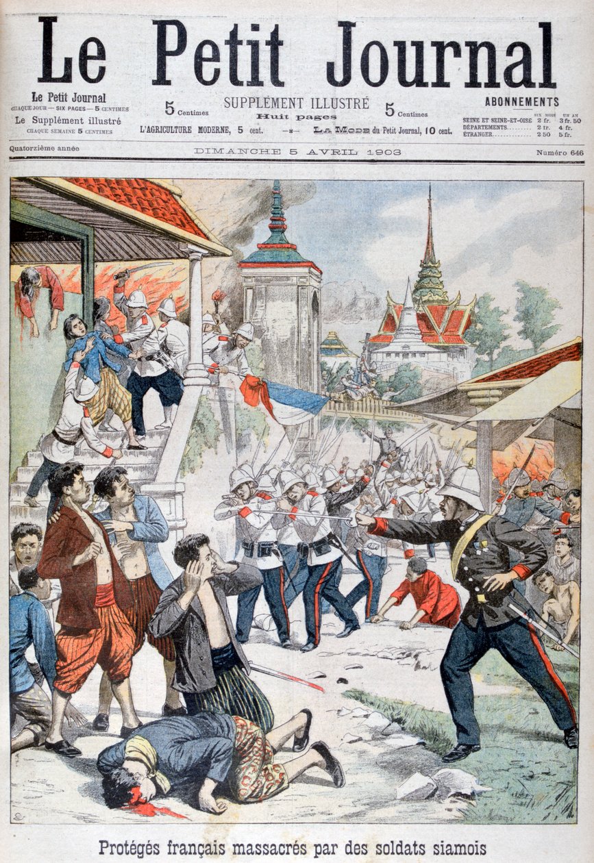 Folk under fransk beskyttelse massakrert av siamesiske soldater, Siam, 1903 av Unbekannt