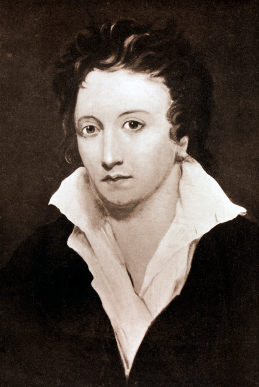 Percy Bysshe Shelley, engelsk romantisk poet, 1800-tallet av Unbekannt
