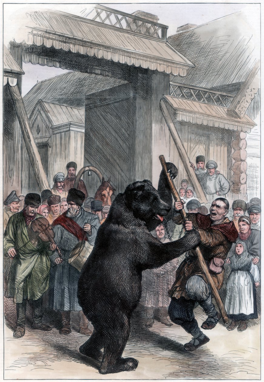 Opptredende bjørn i en russisk landsby, 1877 av Unbekannt