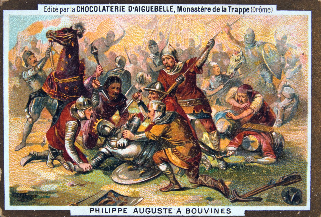 Philippe Auguste i slaget ved Bouvines, 1214, 1800-tallet av Unbekannt