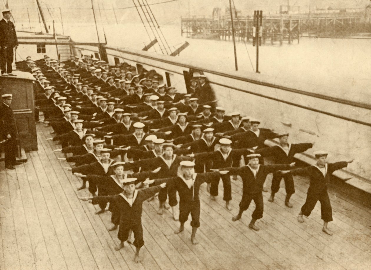 Fysisk øvelse på Arethusa., c1930. av Unbekannt