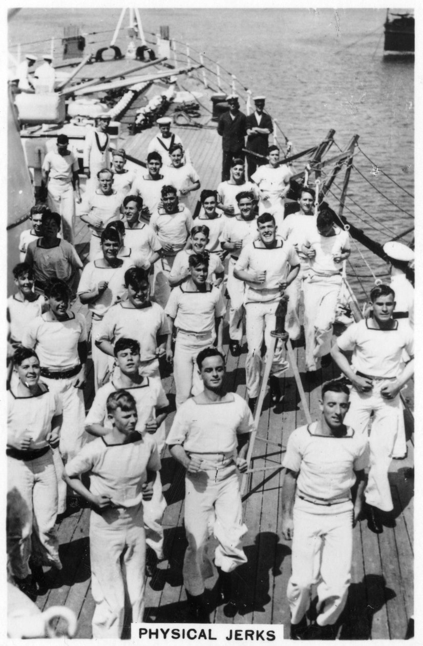 Fysiske rykk, trening om bord på HMS Devonshire, 1937 av Unbekannt