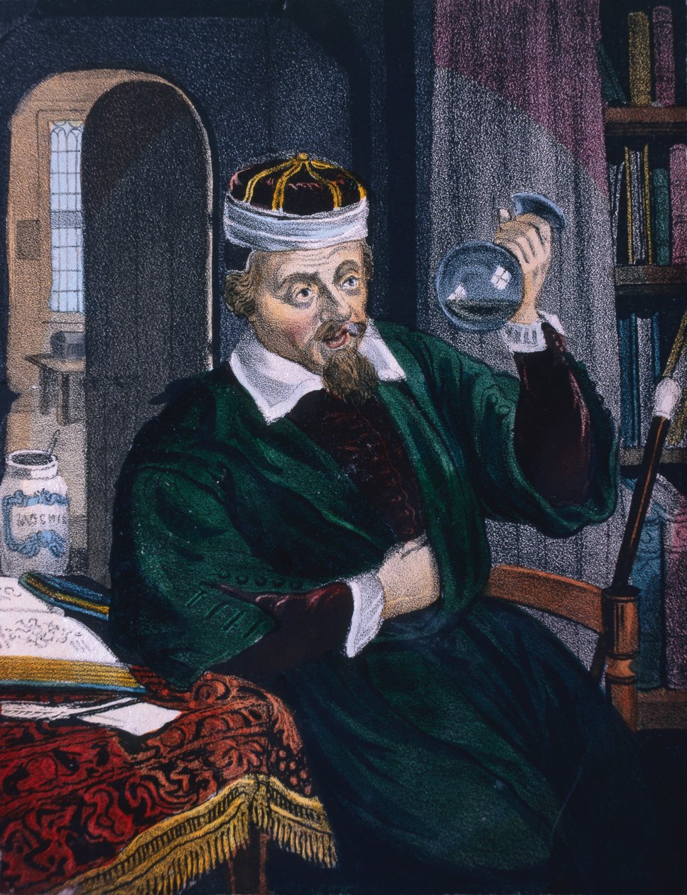 Lege undersøker et prøveeksemplar av pasientens urin, ca. 1600 1800-tallet av Unbekannt