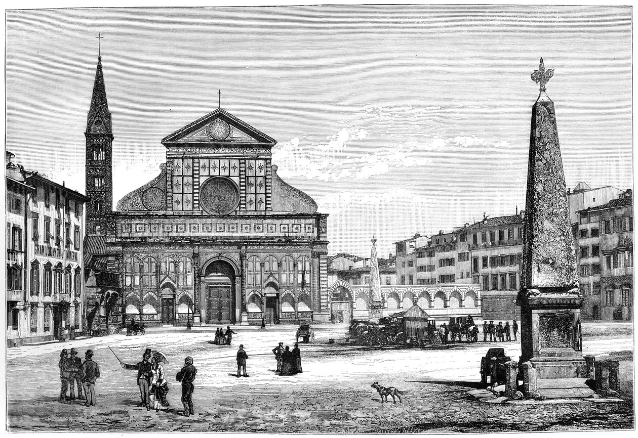 Piazza og kirken Santa Maria Novella, Firenze, Italia, 1882 av Unbekannt
