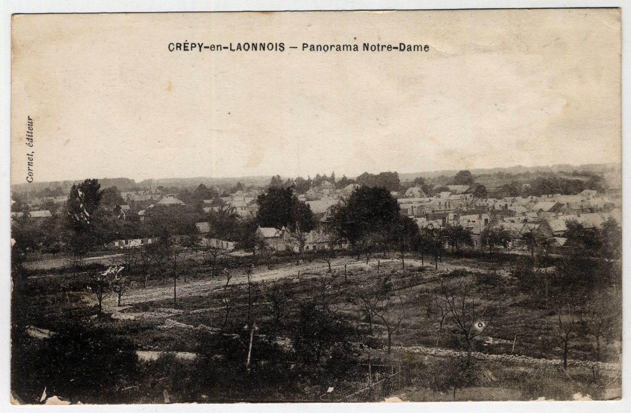 Picardie, Aisne (02), Crepy in Laonnois (Crepy-en-Laonnois): panorama av Notre-Dame - Postkort sent på 1800-tallet - begynnelsen av 1900-tallet av Unbekannt