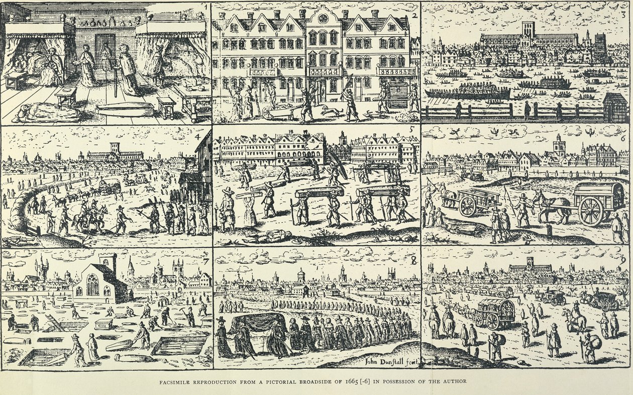 Bildeskildring av den store pesten, 1665 av Unbekannt
