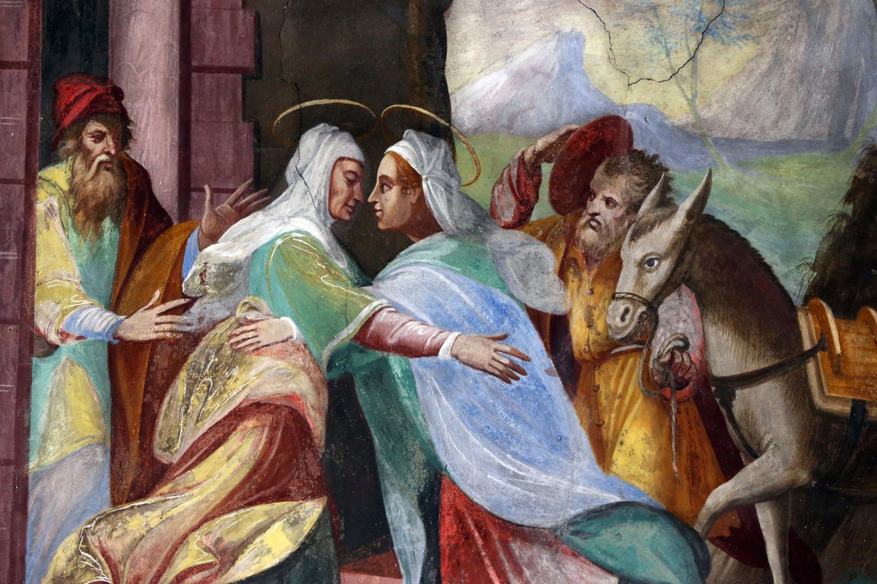 Pilegrimskirken Madonna del Sasso. The Visitation er besøket av Maria med Elizabeth som nedtegnet i Lukasevangeliet, 20160508, Orselina, Sveits av Unbekannt