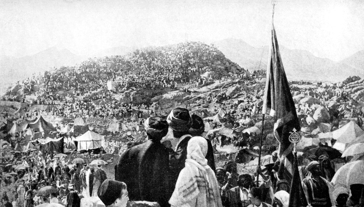 Pilegrimer som utfører Wukuf, Arafat-fjellet, Saudi-Arabia, 1922 av Unbekannt