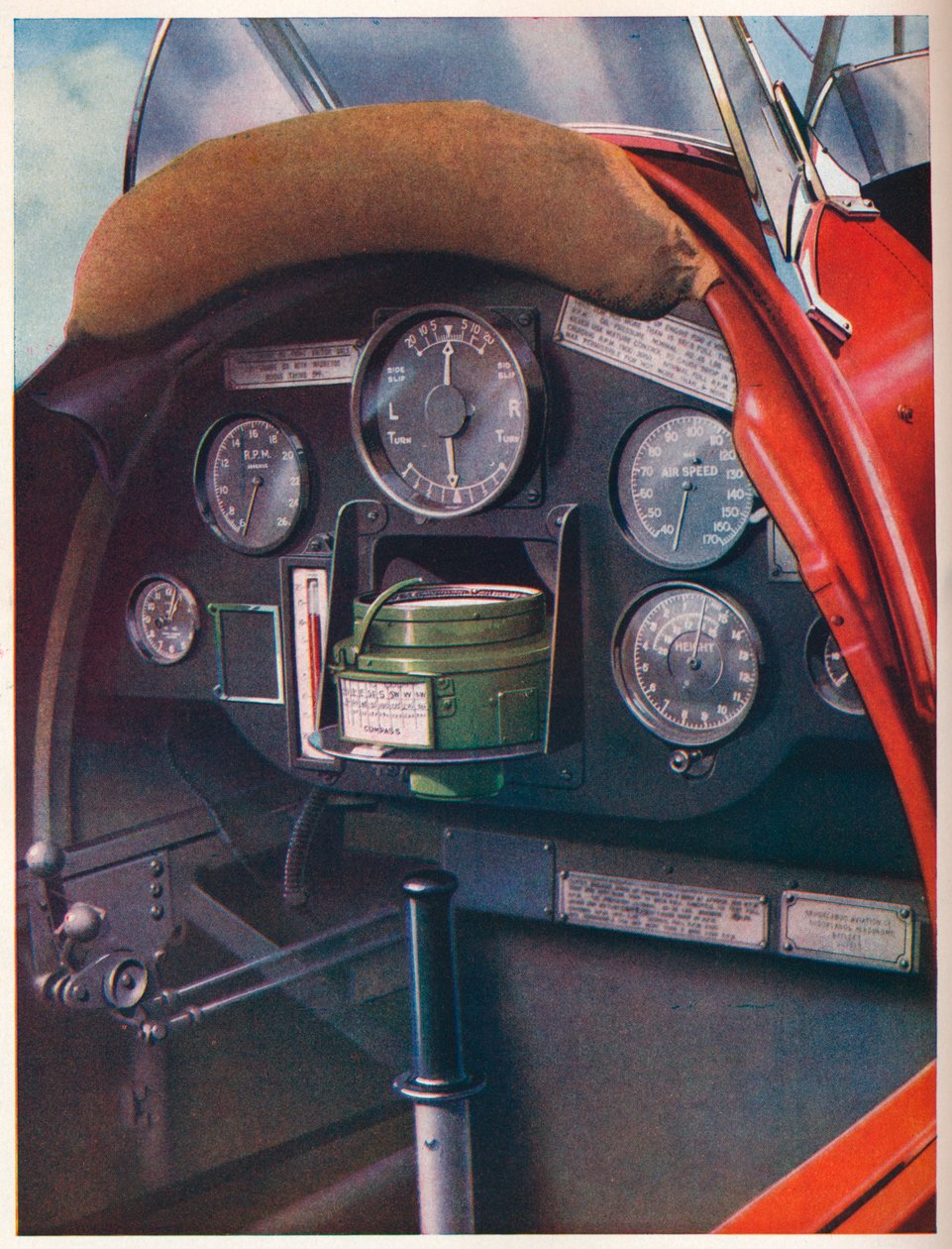 Piloters cockpit på en Tiger Moth utstyrt for blindflyging, c1936 c1937 av Unbekannt