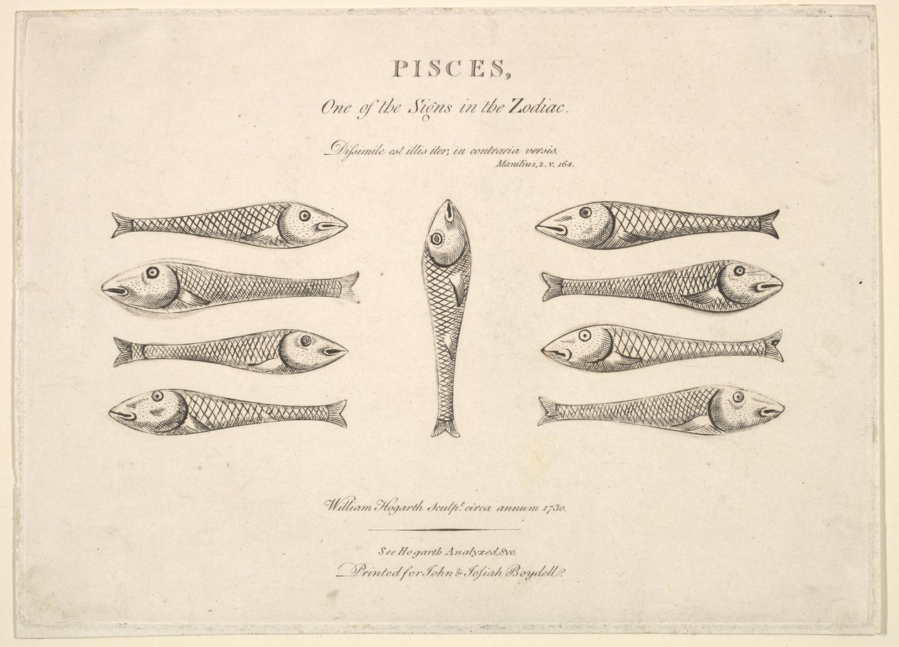 Fiskene: Hogarths Quadrille Fish, ca. 1730. av Unbekannt