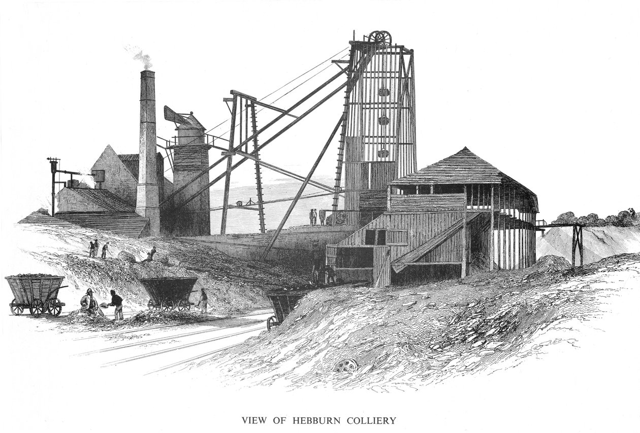 Pithead ved Hebburn Colliery, Newcastle-upon-Tyne-området, 1860 av Unbekannt