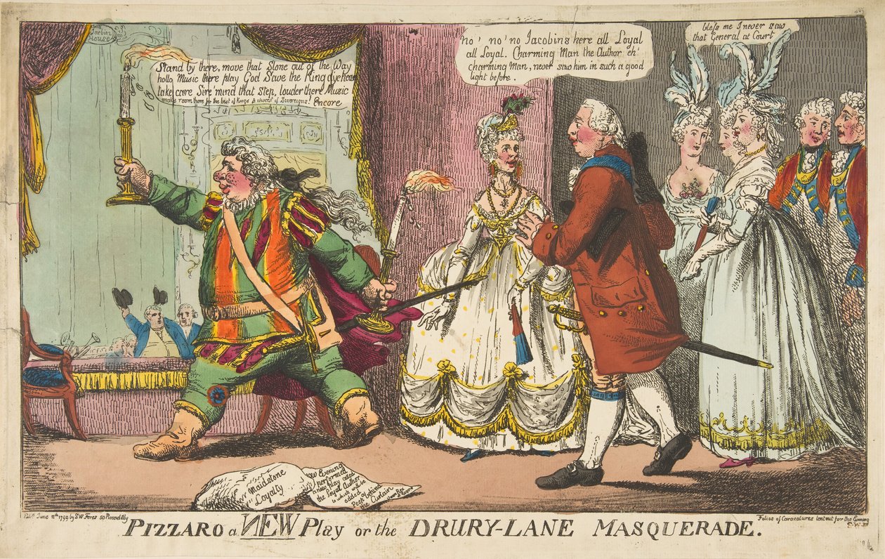 Pizzaro a New Play eller Drury-Lane Masquerade, 11. juni 1799. av Unbekannt