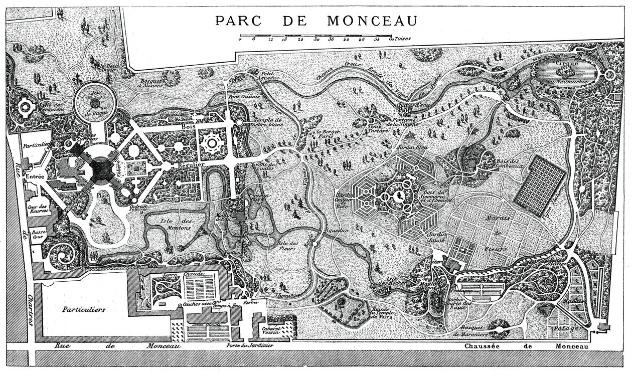 Plan av Monceau Park, Paris, 1778, 1885 av Unbekannt