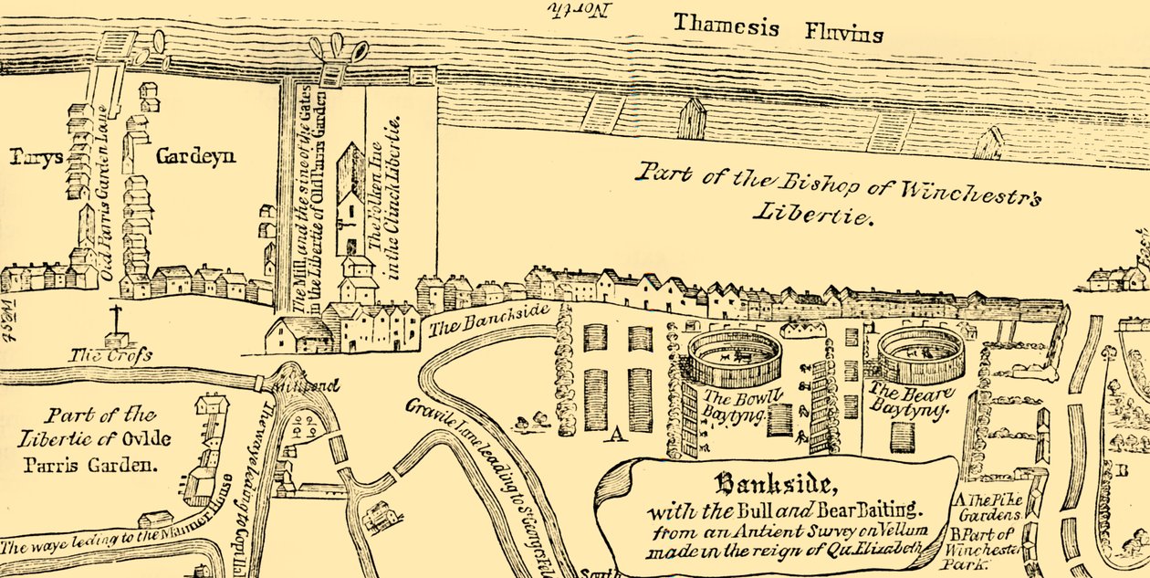 Plan of Bankside, tidlig på det syttende århundre, c1878. av Unbekannt