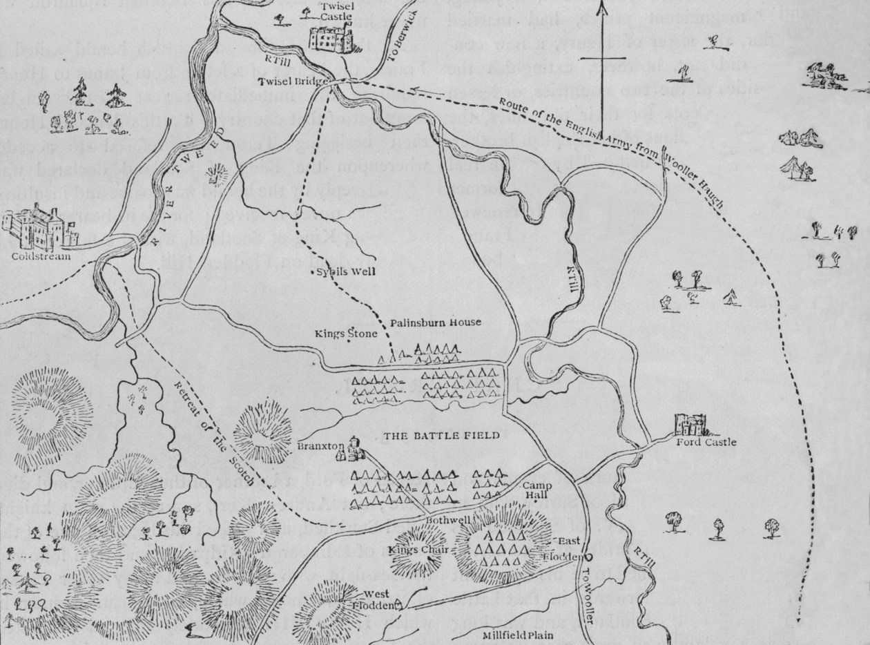 Plan over Flodden mark, 9. september 1513, c1880 av Unbekannt