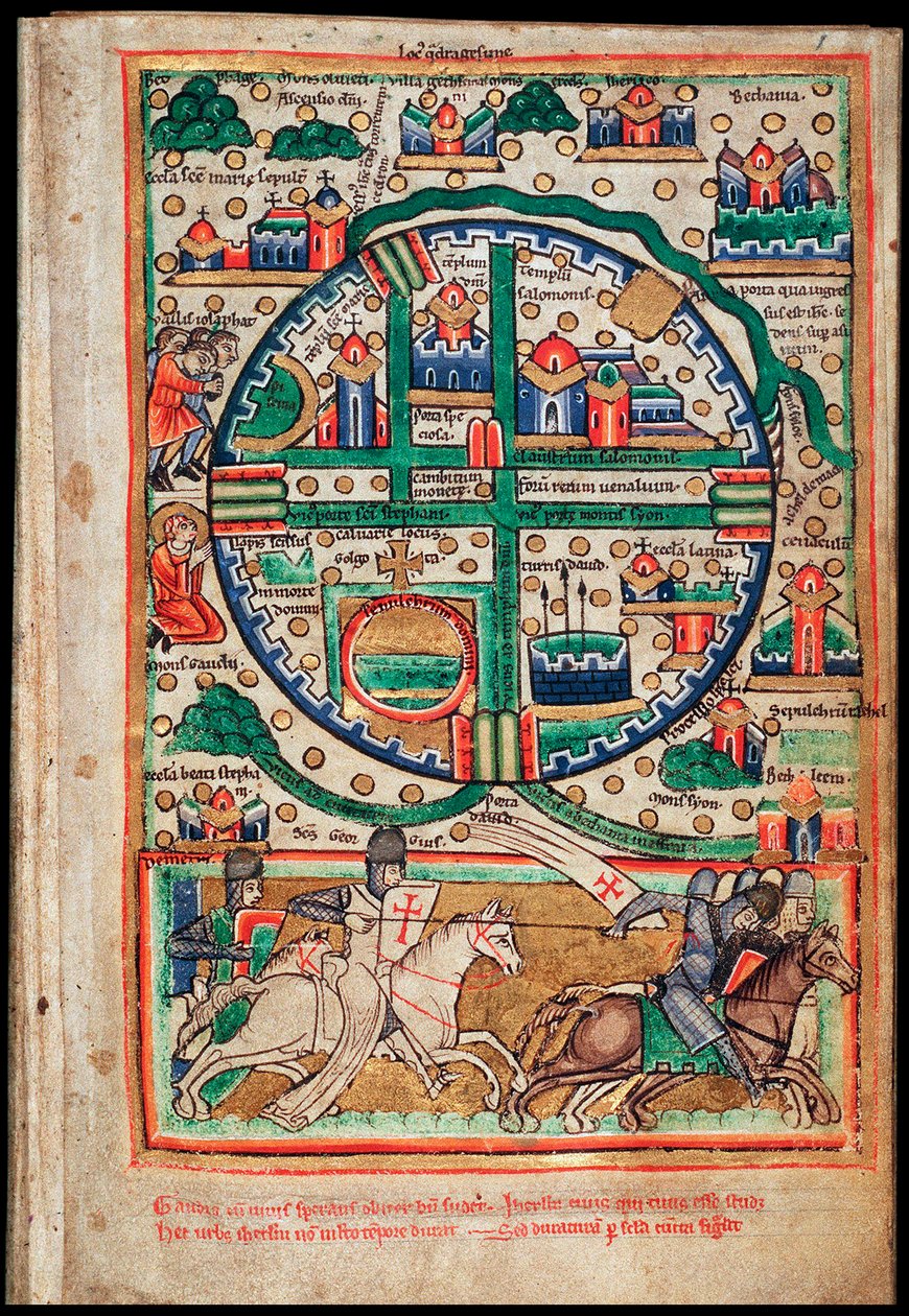 Plan for Jerusalem. Salterfragment, ca 1200 av Unbekannt