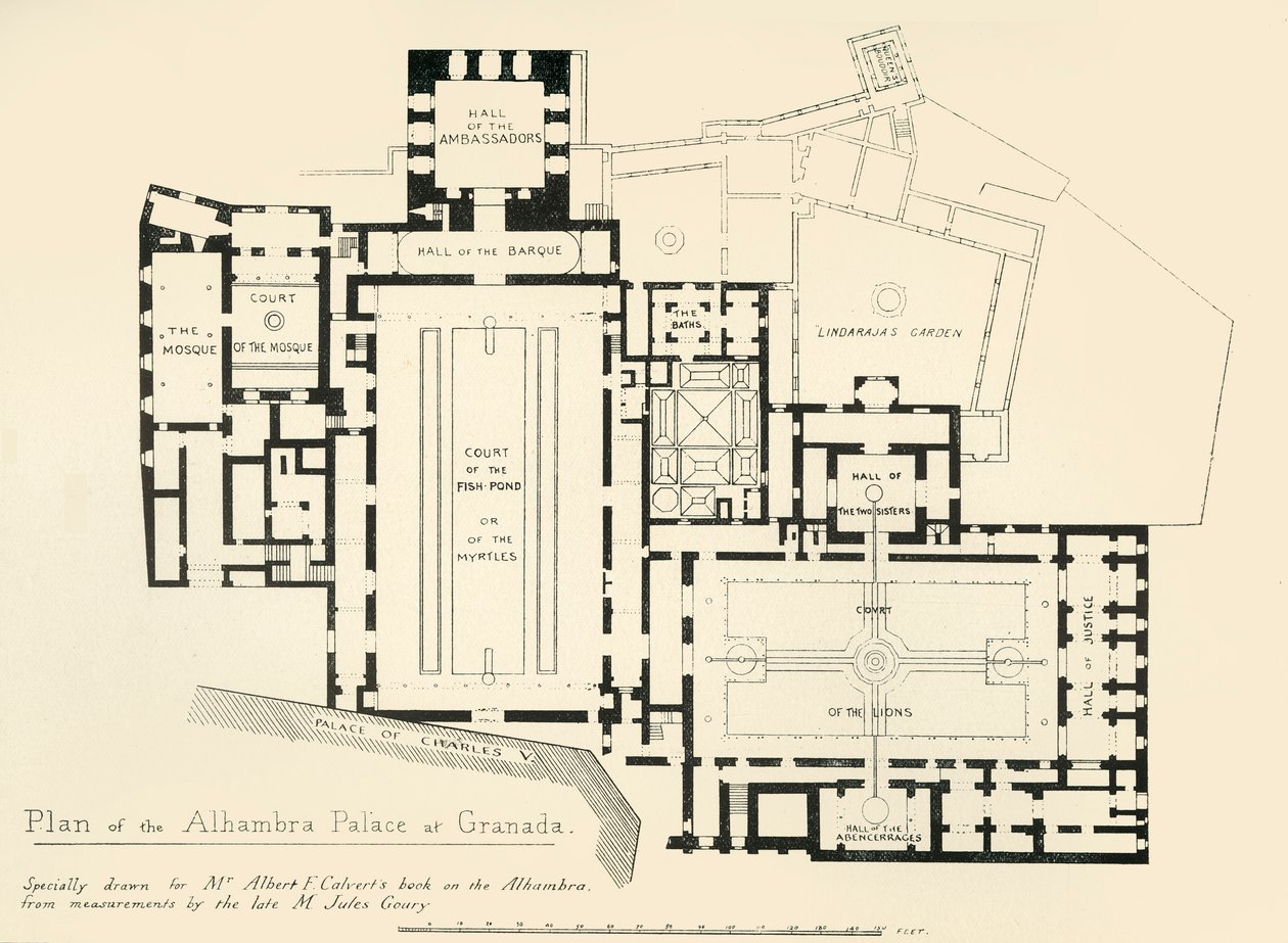 Plan over Alhambra-palasset i Granada, 1800-tallet, 1907. av Unbekannt